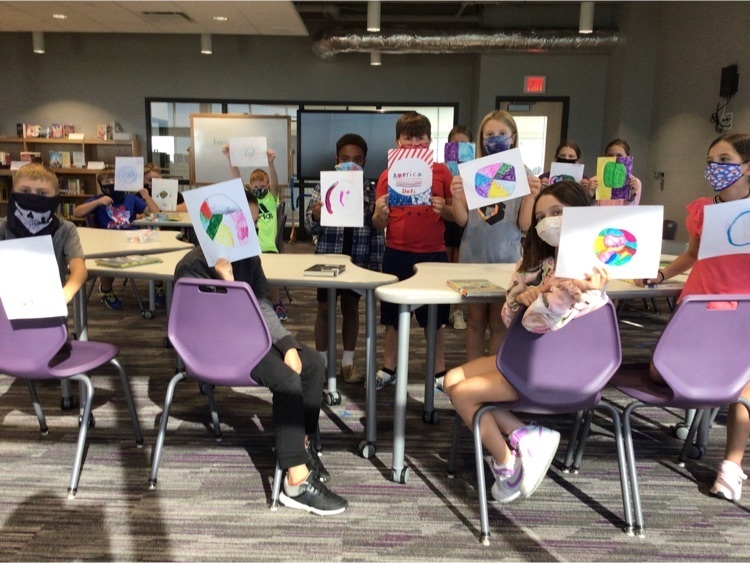 students sharing Dot Day creations